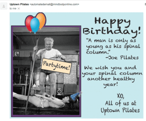 Happy Birthday Email From Uptown Pilates