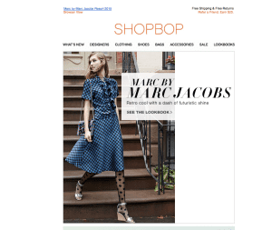 ShopBop Great Newsletter Example--A single theme, and one image