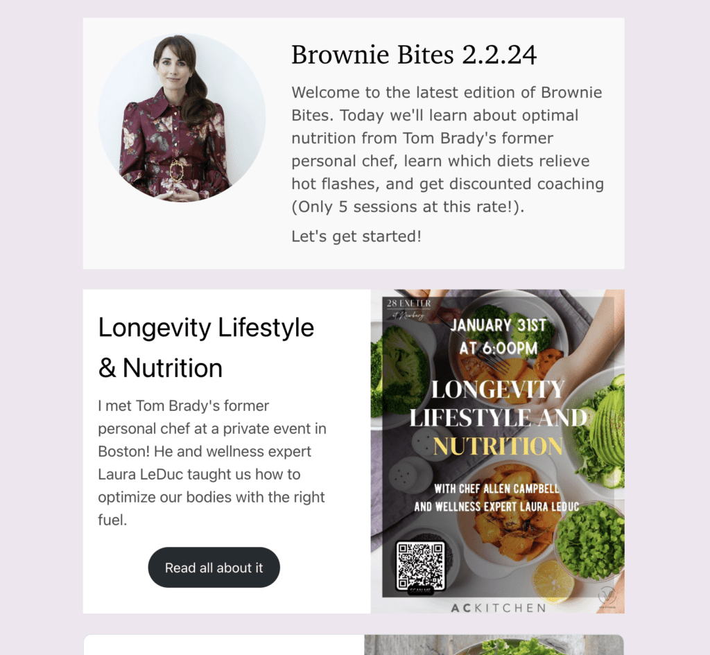 Brownie Bites newsletter nutrition edition