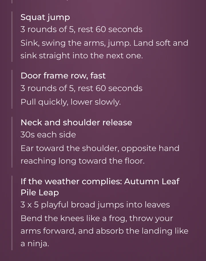 Today’s movement on a Lumine card: a power day with a seasonal outing
